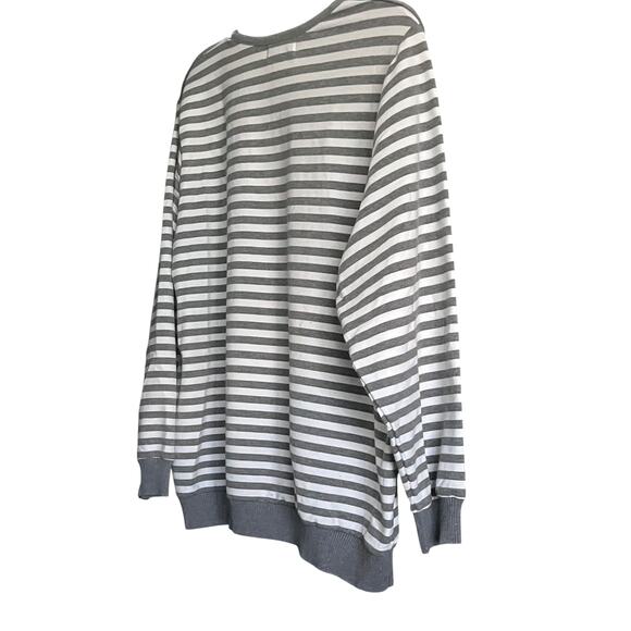 C.D. DANIELS LONG RAGLAN SLV ROUND NECK TOP, WOMENS, 2X, GREY & WHITE STRIPES - Picture 7 of 11